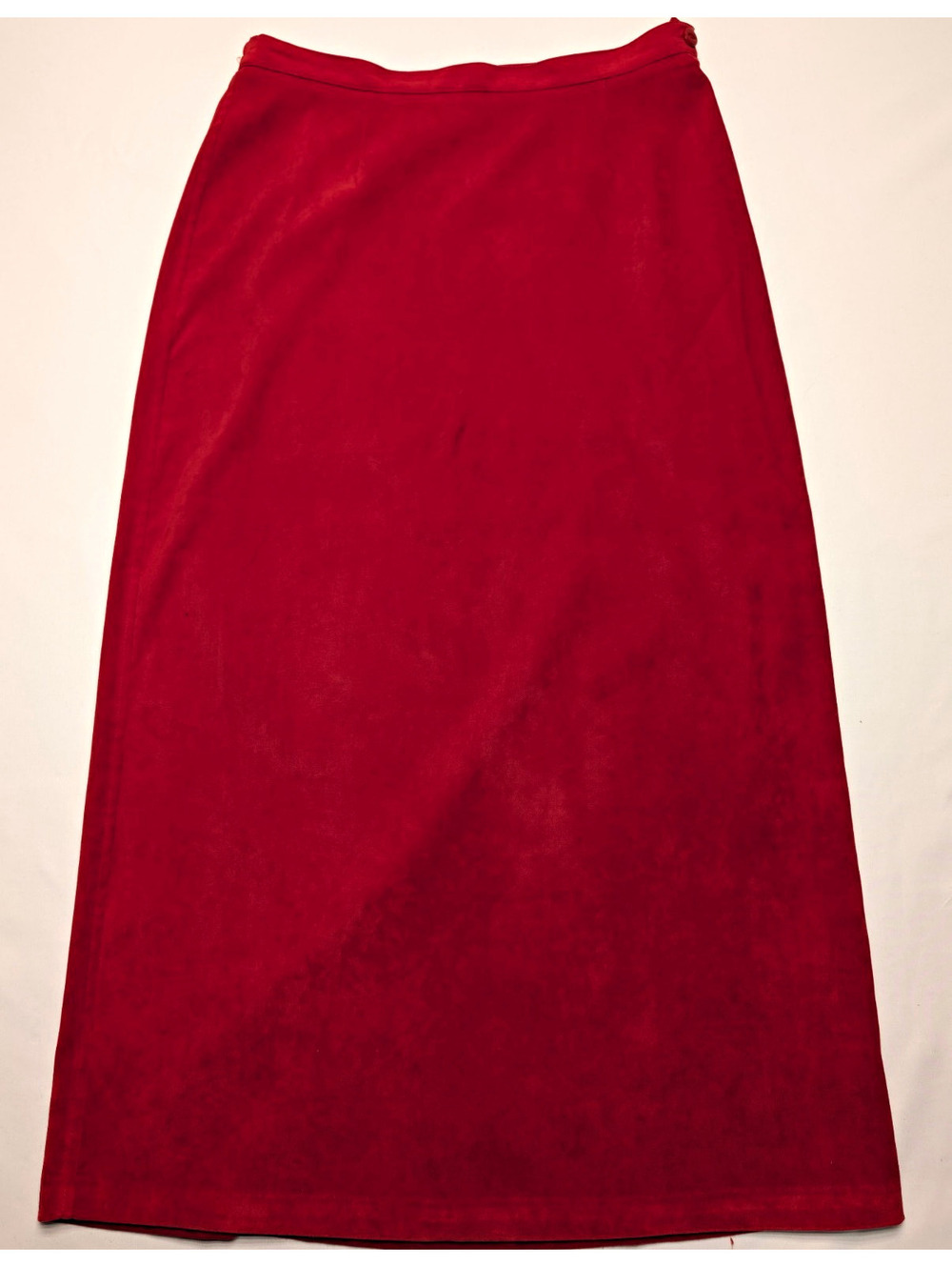 Christopher & Banks Red Faux Suede Maxi Straight Pencil Skirt Elastic Waist Sz 8